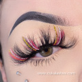 pink mink lashes with gold and silver glitter